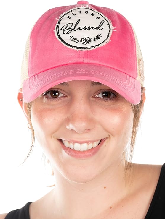 Funky Junque Beyond Blessed Criss Cross Saying Ponytail Hat By Funky Junque