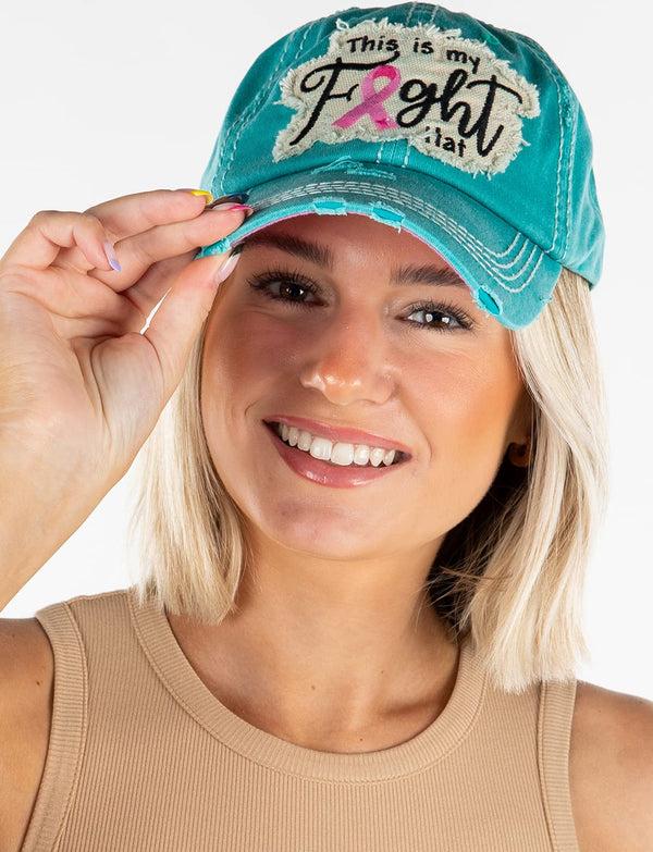 Funky Junque Breast Cancer Awareness Shredded Baseball Cap By Funky Junque