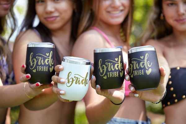 Funky Junque Bridal Stainless Steel 12 Oz. Wine Tumblers By Funky Junque