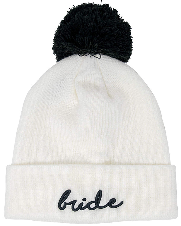 Funky Junque Bride/Squad Embroidered Pom Beanie By Funky Junque
