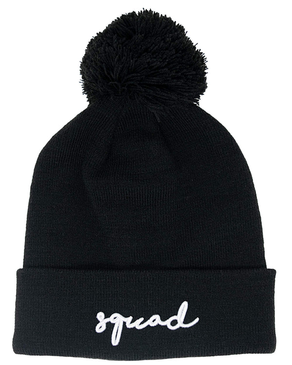 funky junque Bride/Squad Embroidered Pom Beanie by Funky Junque