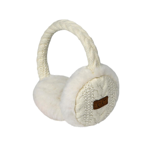 Funky Junque Cable Knit Adjustable Fuzzy Ear Muffs By Funky Junque