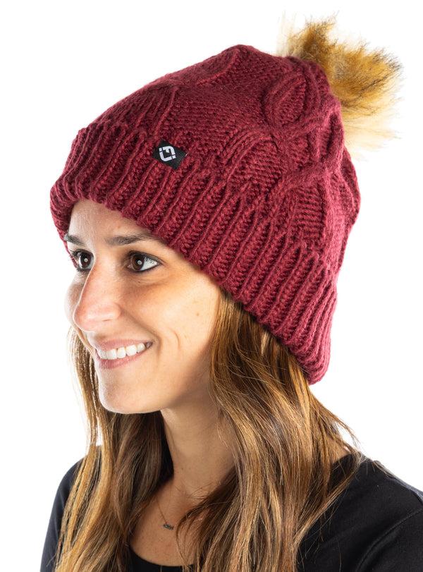 Funky Junque Cable Knit Oversized Faux Fur Pom Beanie By Funky Junque