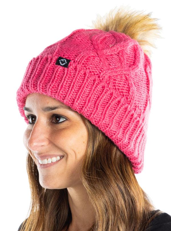 Funky Junque Cable Knit Oversized Faux Fur Pom Beanie By Funky Junque