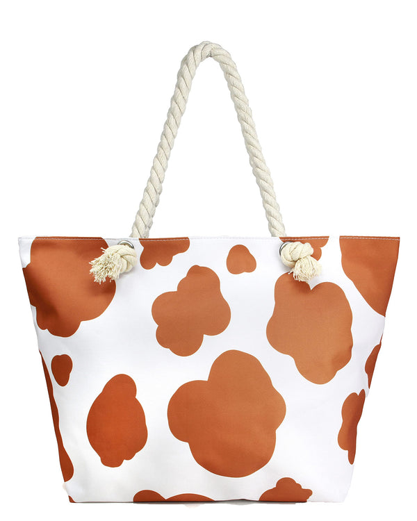 Funky Junque Cattle Print Beach Tote By Funky Junque