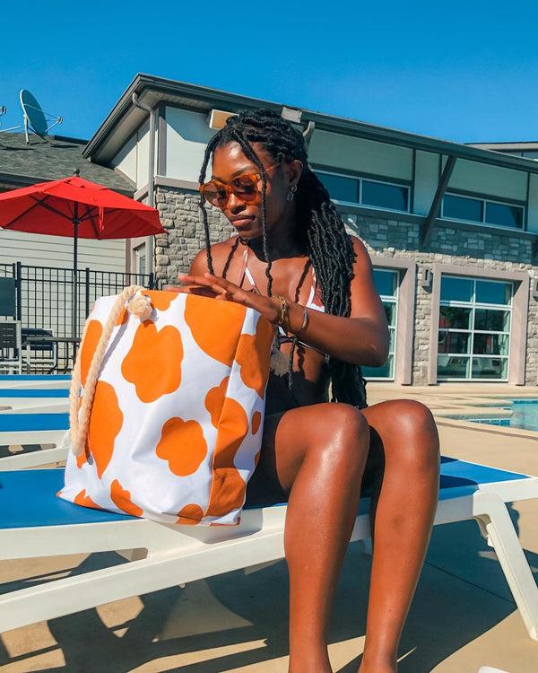 Funky Junque Cattle Print Beach Tote By Funky Junque