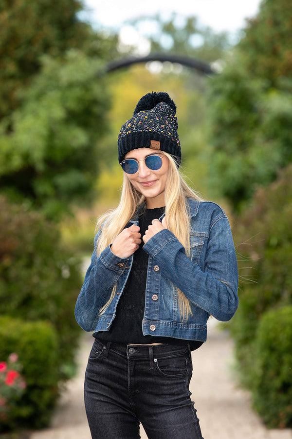 Funky Junque Chenille Confetti Knit Pom Beanie By Funky Junque