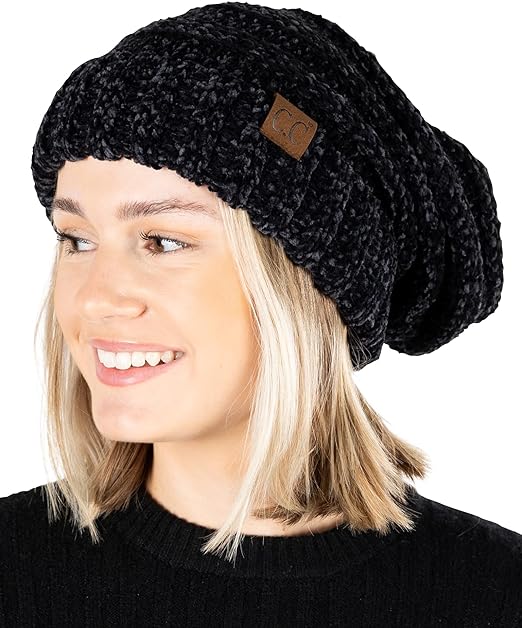 funky junque Chenille Oversized Slouchy Beanie by Funky Junque