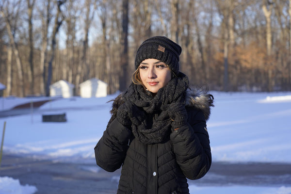 Funky Junque Confetti Matching Infinity Scarf Oversized Beanie & Gloves Set By Funky Junque