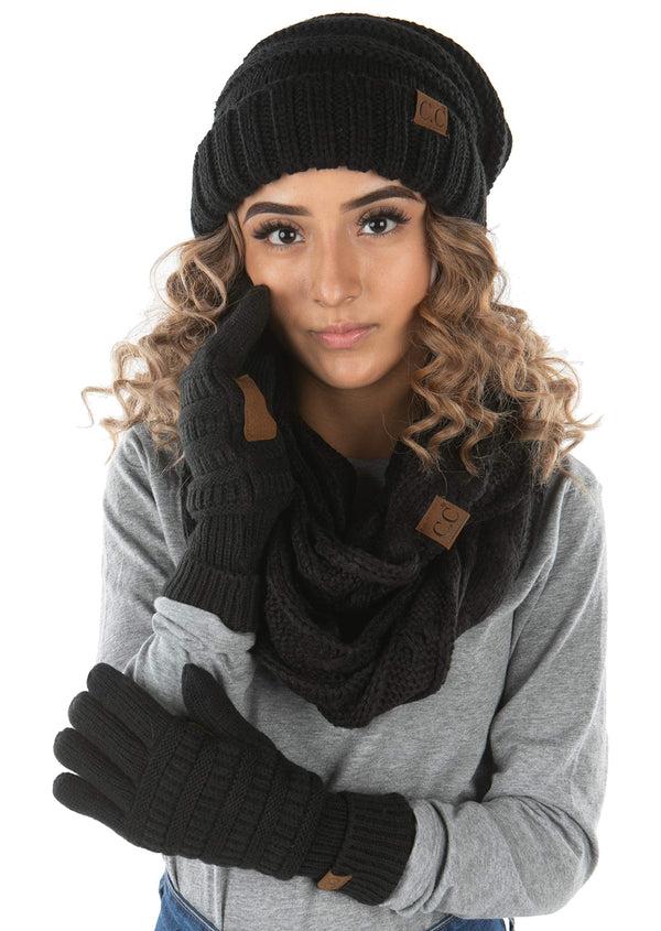 Funky Junque Confetti Matching Infinity Scarf Oversized Beanie & Gloves Set By Funky Junque