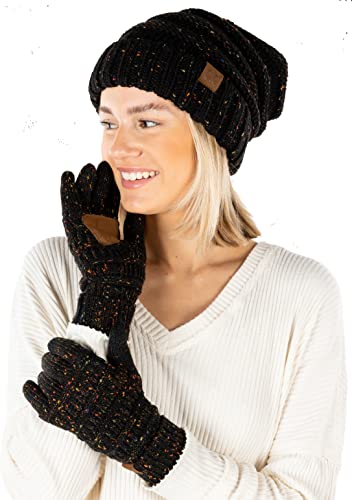 Funky Junque Confetti Oversized Beanie & Gloves Matching Set By Funky Junque