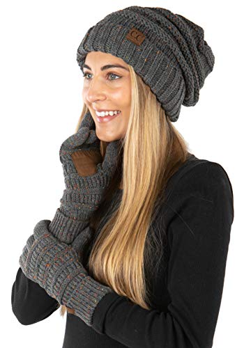 Funky Junque Confetti Oversized Beanie & Gloves Matching Set By Funky Junque