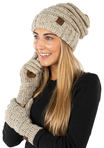 Funky Junque Confetti Oversized Beanie & Gloves Matching Set By Funky Junque