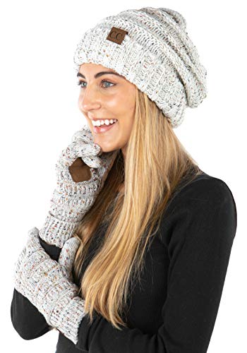 funky junque Confetti Oversized Beanie & Gloves Matching Set by Funky Junque