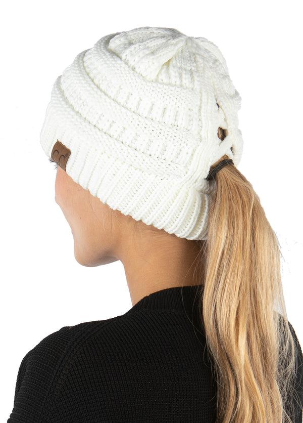 Funky Junque Criss Cross Ponytail Beanie By Funky Junque