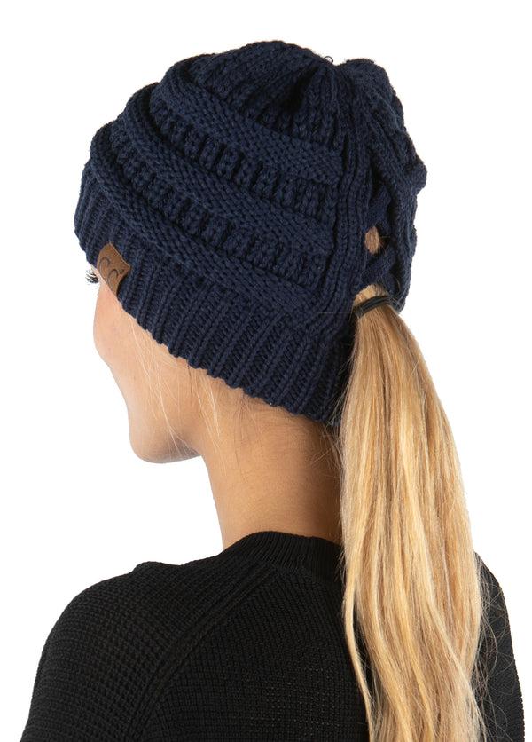 Funky Junque Criss Cross Ponytail Beanie By Funky Junque