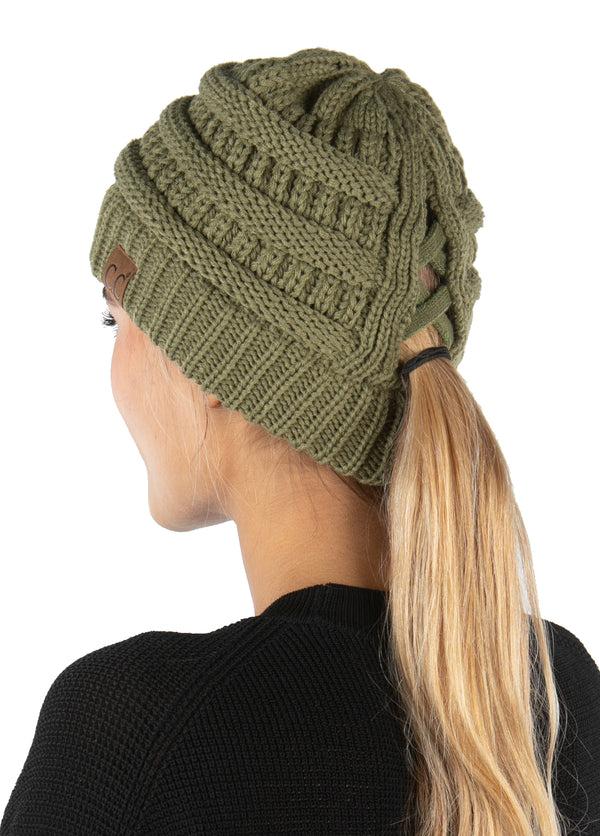 Funky Junque Criss Cross Ponytail Beanie By Funky Junque