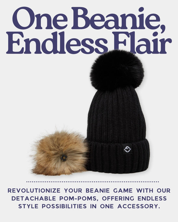 Funky Junque Detachable Faux Fur Pom Beanie By Funky Junque