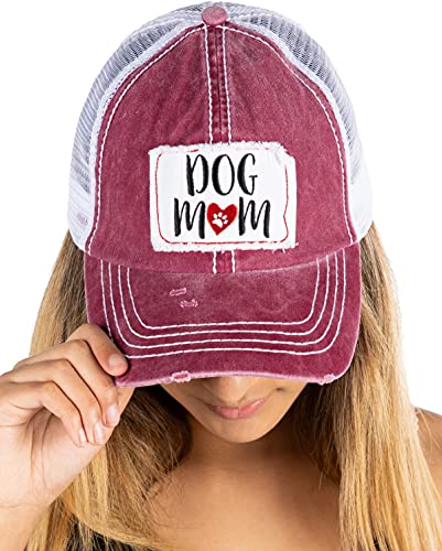 Funky Junque Dog Mom Distressed Vintage Patch Baseball Cap By Funky Junque