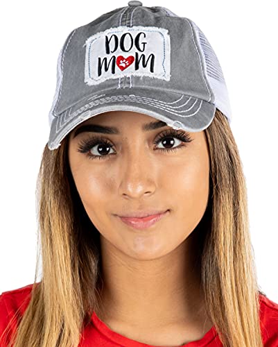 Funky Junque Dog Mom Distressed Vintage Patch Baseball Cap By Funky Junque