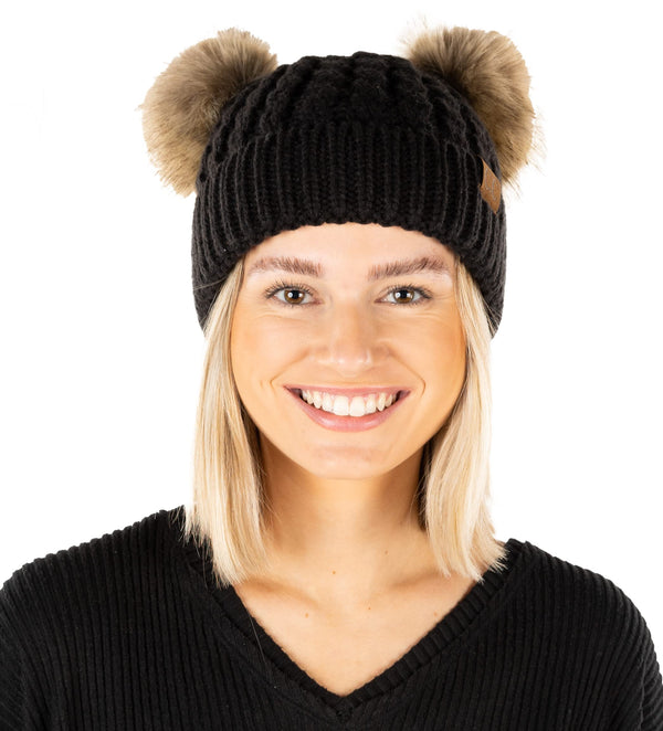 Funky Junque Double Pom Faux Fur Beanie By Funky Junque