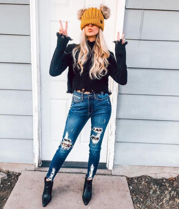 Funky Junque Double Pom Faux Fur Beanie By Funky Junque