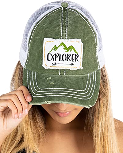 Funky Junque Explorer Distressed Vintage Patch Baseball Cap By Funky Junque