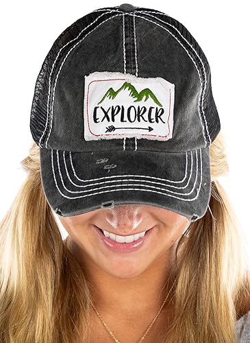 funky junque Explorer Distressed Vintage Patch Baseball Cap by Funky Junque