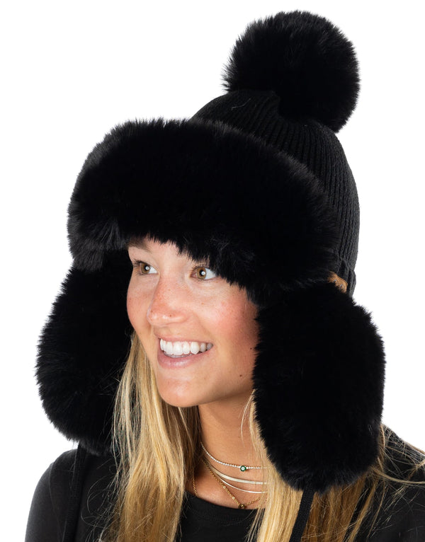 Funky Junque Fluffy Knit Trapper Hat By Funky Junque