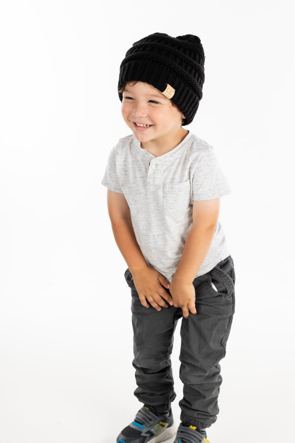 Funky Junque Big Kids Solid Ribbed Beanie Hat