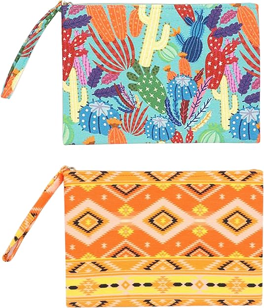 funky junque Canvas Makeup Bag Print Pouch Bundle