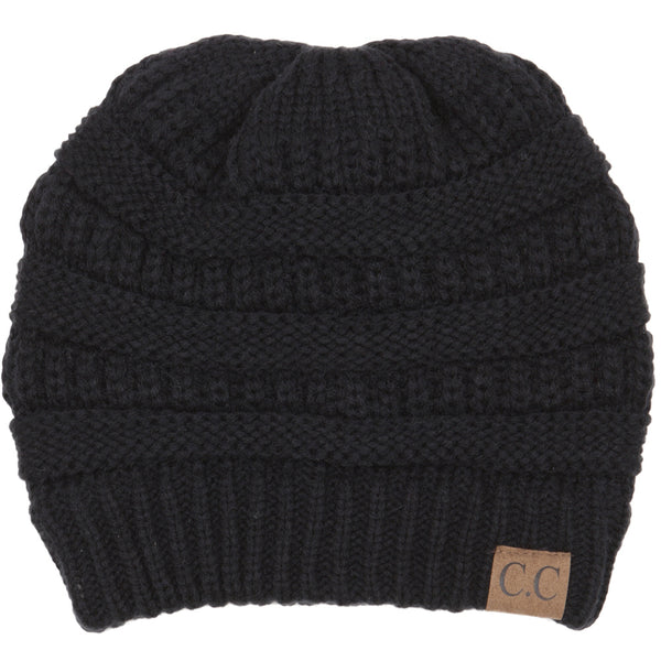 funky Junque Classic Ribbed Cable Knit Beanie