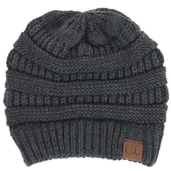 funky Junque Classic Ribbed Cable Knit Beanie