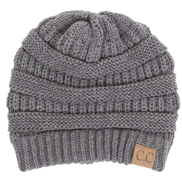 funky Junque Classic Ribbed Cable Knit Beanie