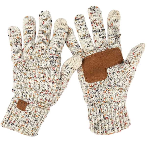 funky junque Fleece Lined Cable Knit Gloves