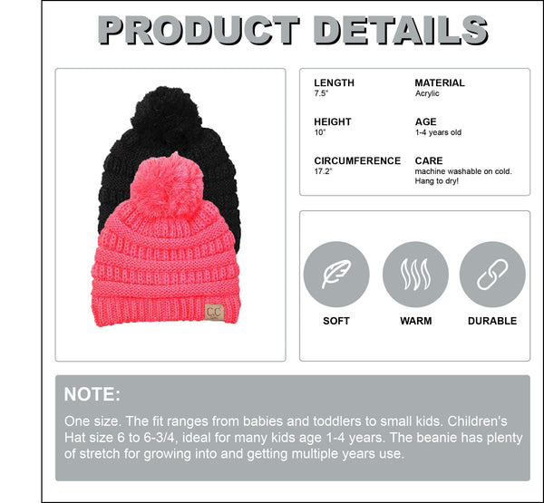 Funky Junque Kids Pom Beanie By Funky Junque