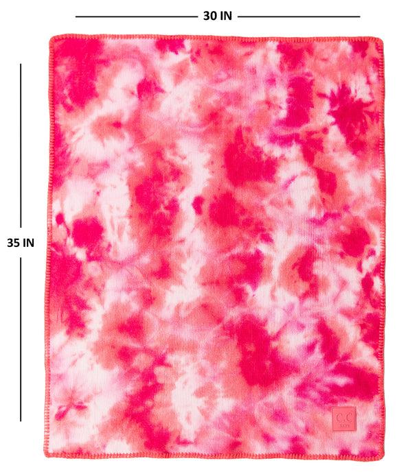 Funky Junque Funky Junque Lightweight Baby Throw Blanket With Matching Tie Dye Pom Beanie