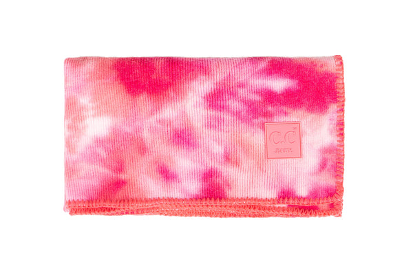 Funky Junque Funky Junque Lightweight Baby Throw Blanket With Matching Tie Dye Pom Beanie