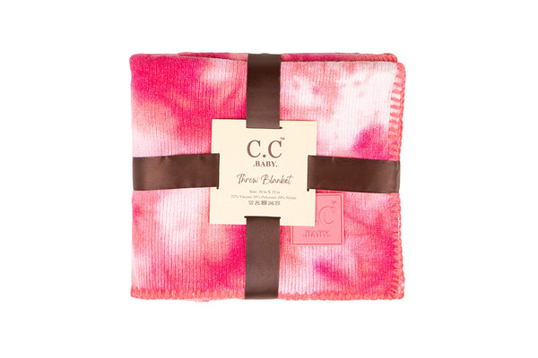 Funky Junque Funky Junque Lightweight Baby Throw Blanket With Matching Tie Dye Pom Beanie