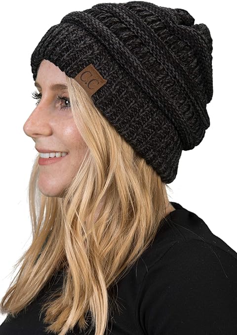 Funky Junque Marled Cable Knit Slouchy Beanies