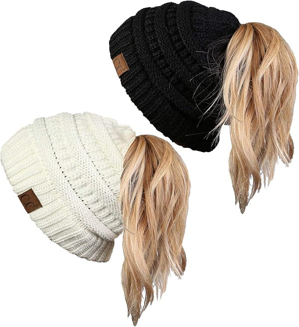 funky junque Ponytail Messy Bun Beanie - Multipacks