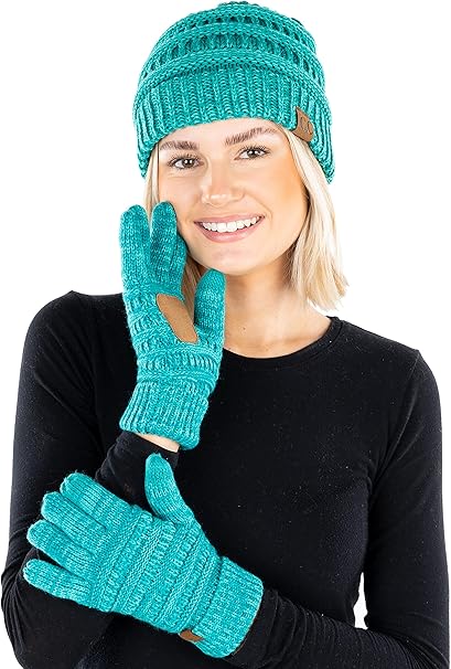 Funky Junque Slouchy Beanie & Gloves Matching Set