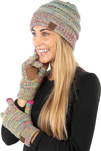 Funky Junque Slouchy Beanie & Gloves Matching Set