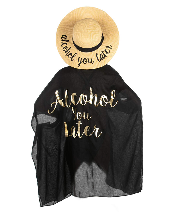 Funky Junque Funky Junque Sun Hat Floppy Beach Swimsuit Coverup Matching Saying Summer Bundle