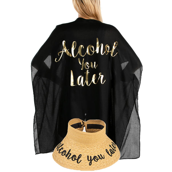 Funky Junque Funky Junque Sun Hat Floppy Beach Swimsuit Coverup Matching Saying Summer Bundle