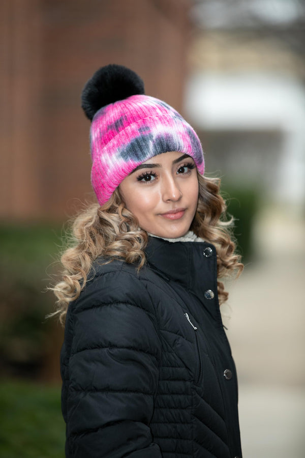 Funky Junque Tie Dye Pom Beanie By Funky Junque