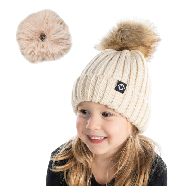 funky junque Toddler Detachable Pom Beanie
