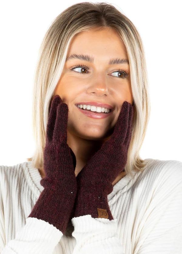 Funky Junque Garter Knit Slim Smart Tip Gloves By Funky Junque