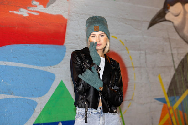 Funky Junque Garter Knit Slim Smart Tip Gloves By Funky Junque