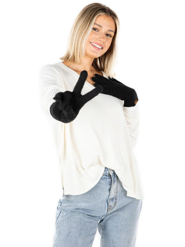 Funky Junque Garter Knit Slim Smart Tip Gloves By Funky Junque